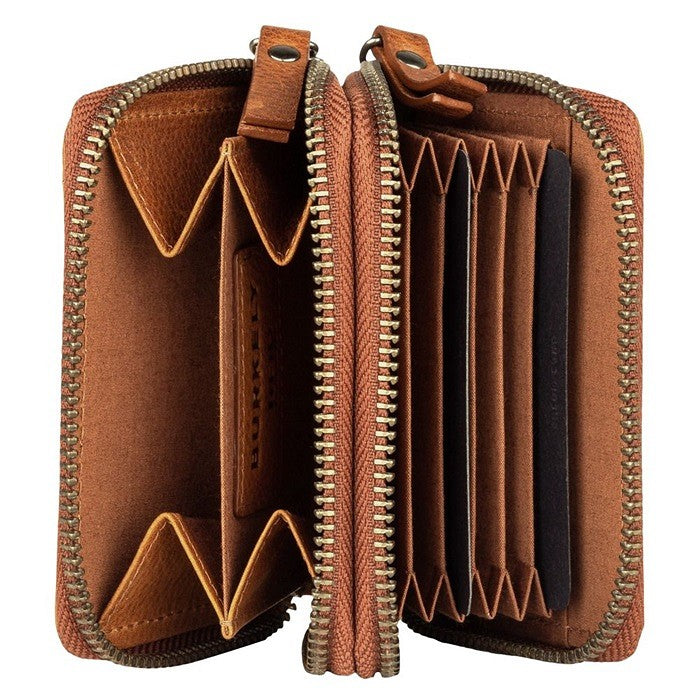 Burkely Antique Avery Lommebok S Double Zip Cognac