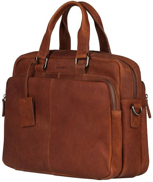 Burkely Fundametals Antique Avery Workbag 15,6" Pc veske I Skinn Cognac