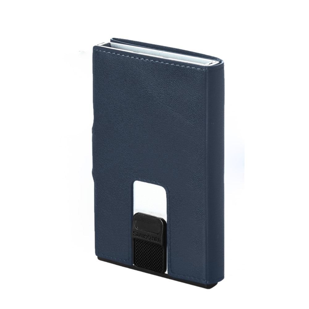 Samsonite Alu Fit Slide Up Kortholder I Skinn Marineblå