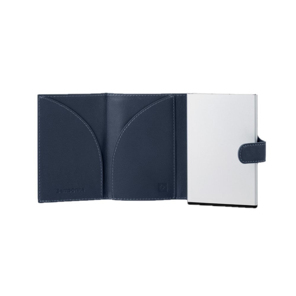 Samsonite Alu Fit Slide Up Kortholder I Skinn Marineblå