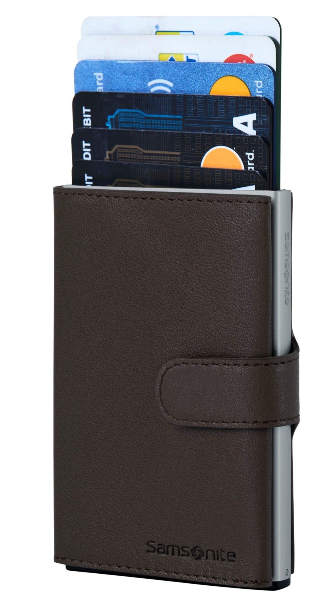Samsonite Alu Fit Slide Up Kortholder I Skinn Brun
