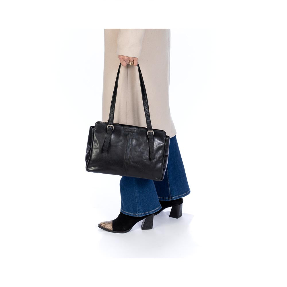 Springfield Mellomstor Skulderveske I Skinn Brun