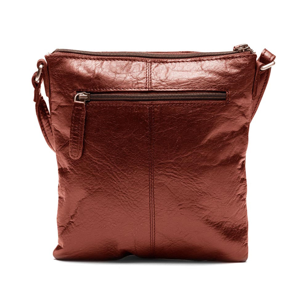 Springfield Liten Crossoverveske Med Frontlomme I Skinn Cognac