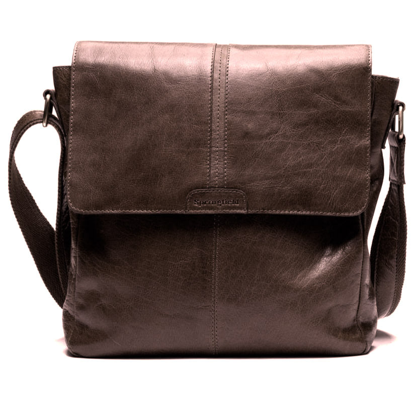 Springfield Stor Crossover Skulderveske I Skinn Med Klaff Brun