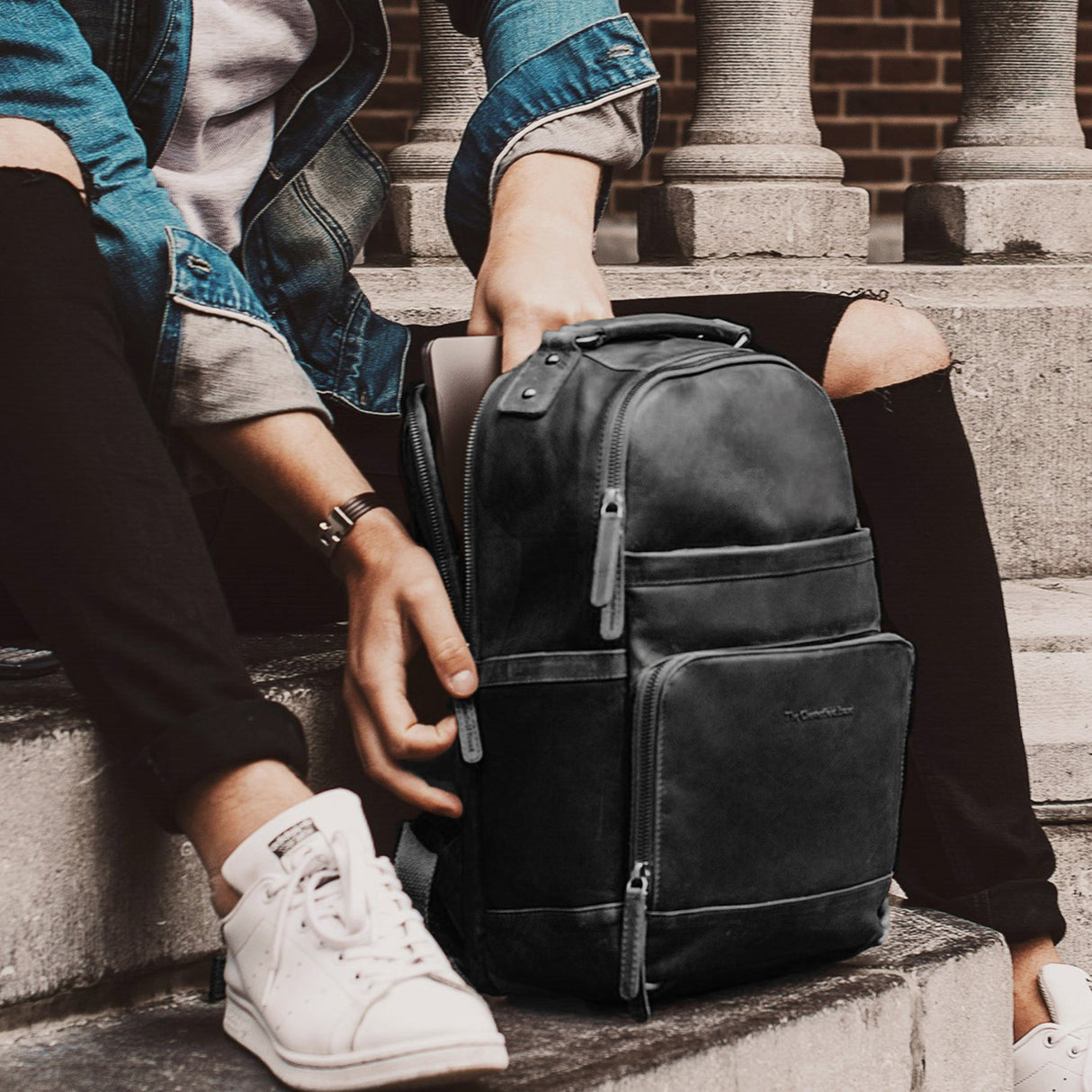 The Chesterfield Brand Austin 14" Pc Sekk I Skinn Svart