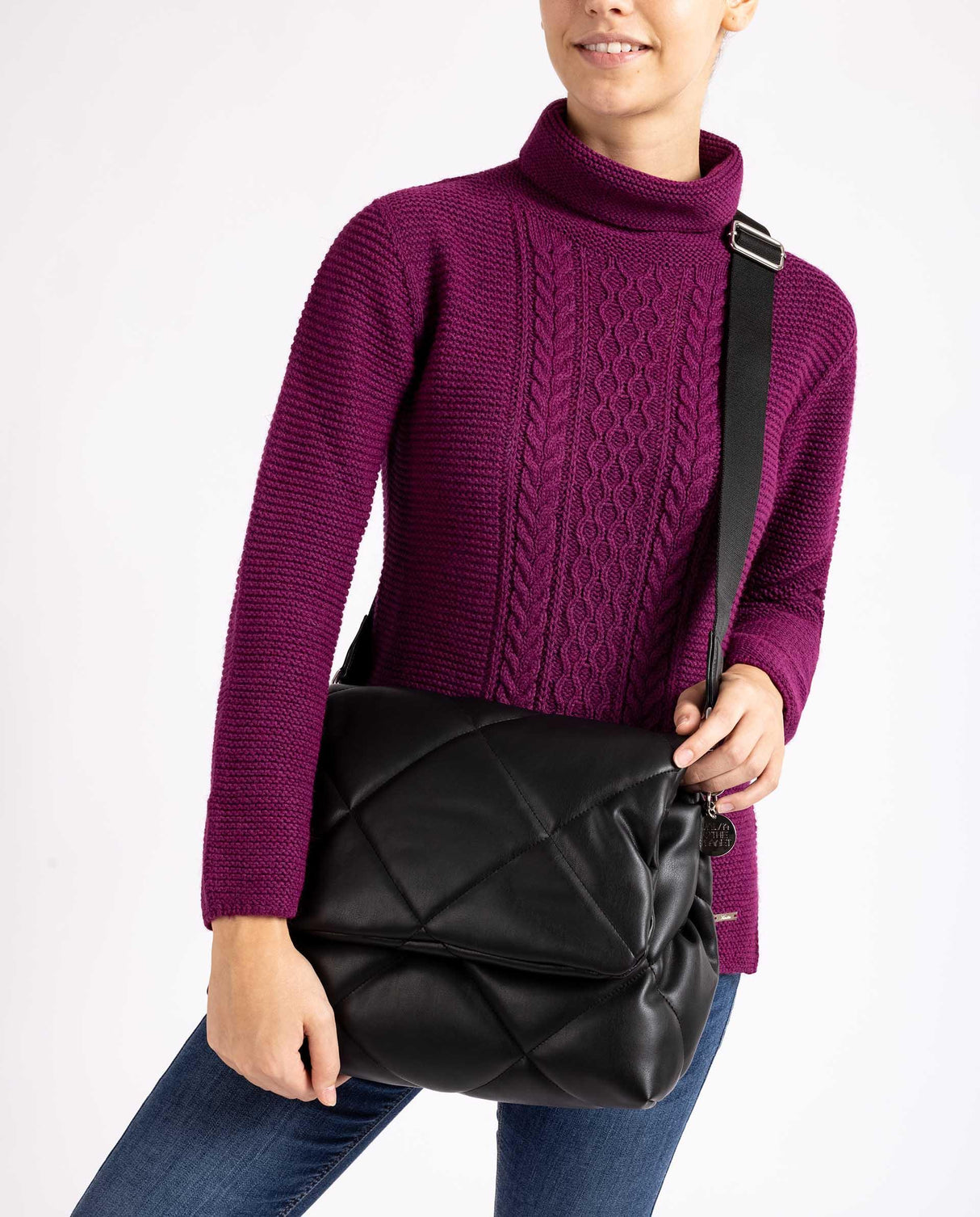 Unisa Zkerina Stor Quiltet Klaffveske Svart