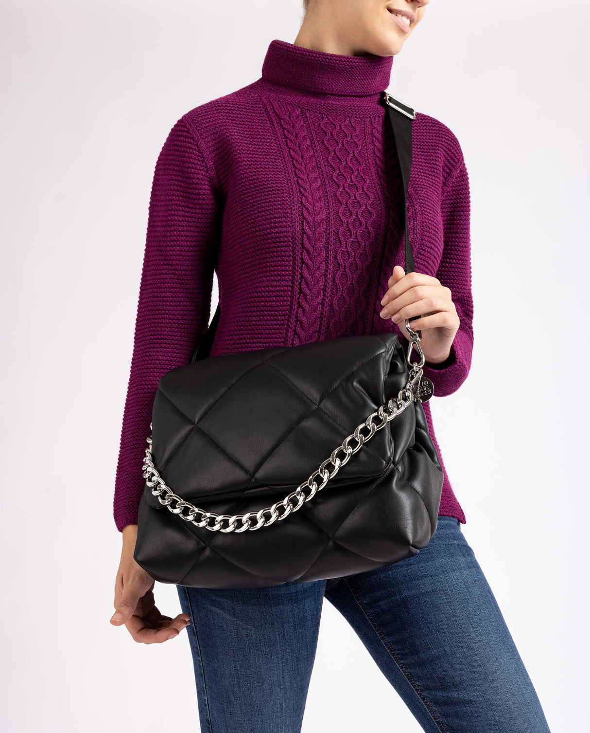 Unisa Zkerina Stor Quiltet Klaffveske Svart