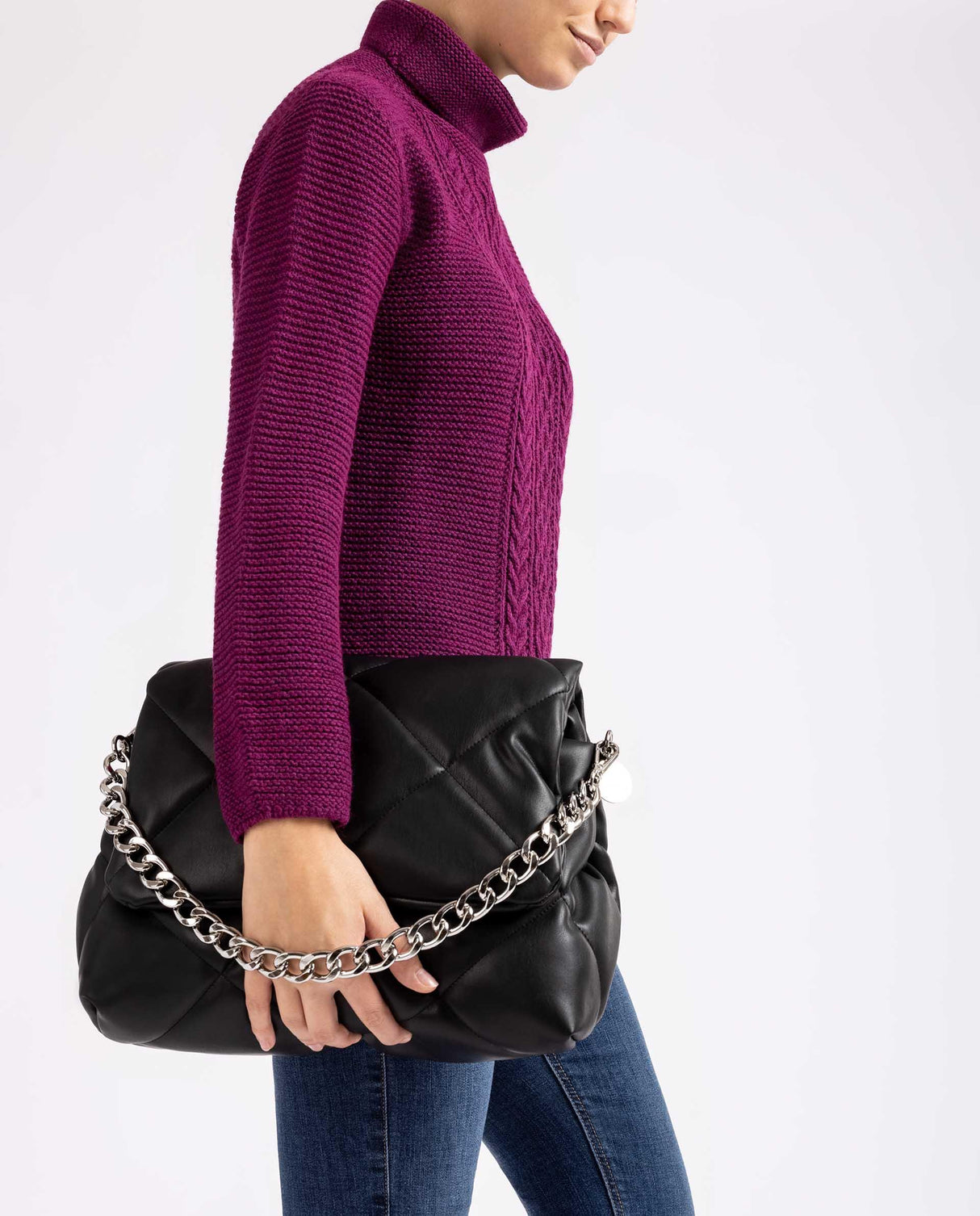 Unisa Zkerina Stor Quiltet Klaffveske Svart