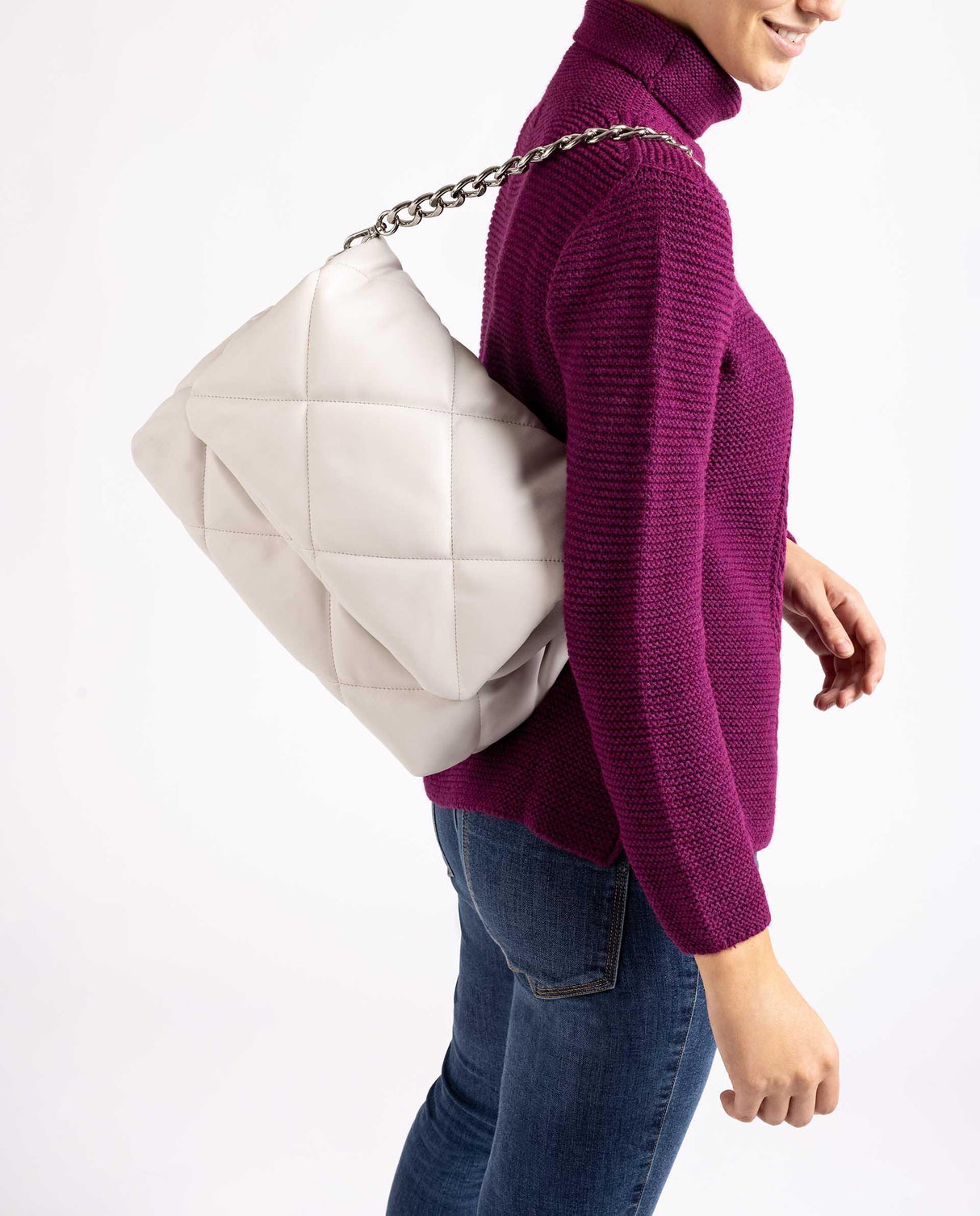 Unisa Zkerina Stor Quiltet Klaffveske Hvit