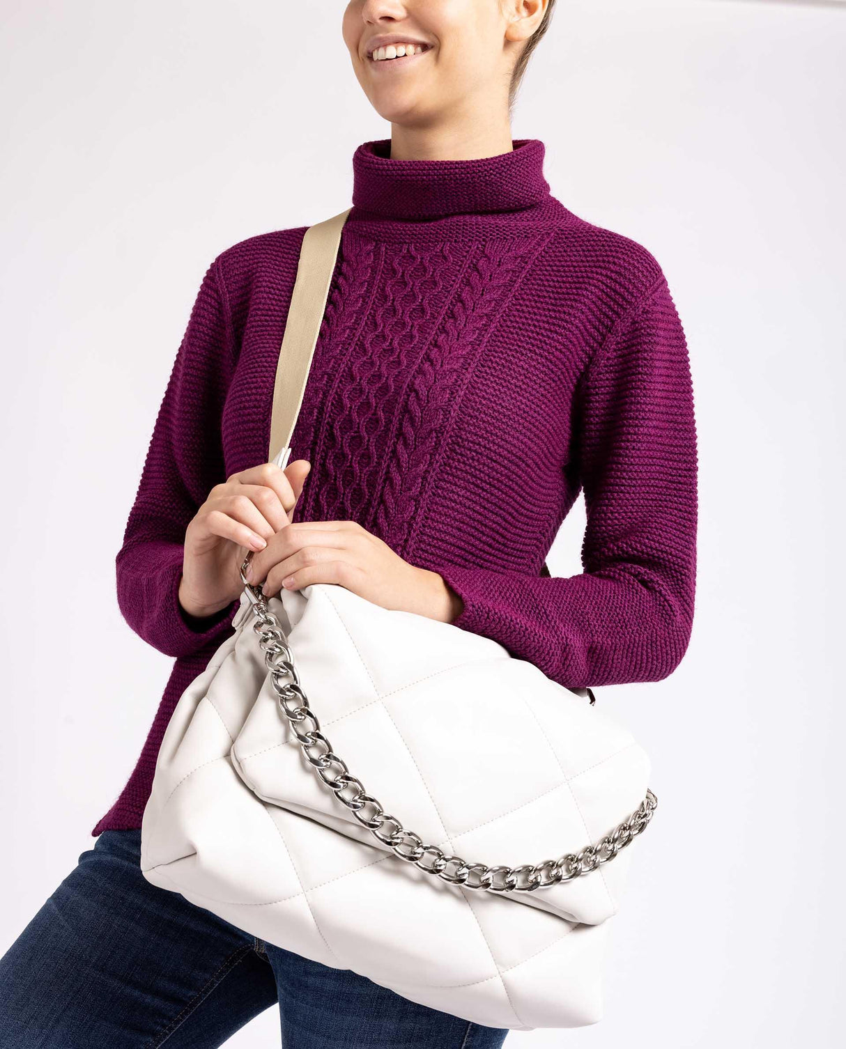 Unisa Zkerina Stor Quiltet Klaffveske Hvit