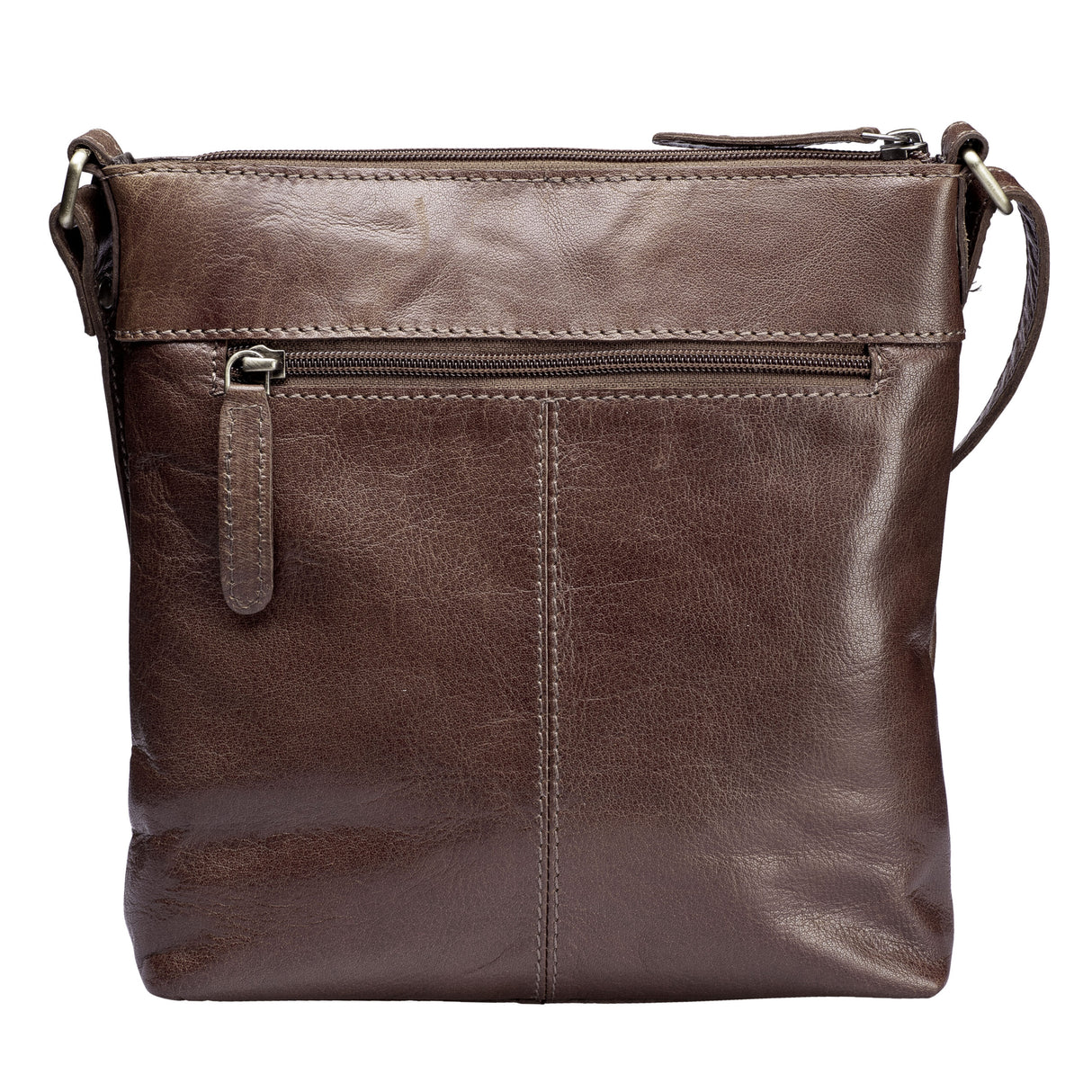 Springfield Mellomstor Crossover Veske I Skinn Med Glidelås Brun