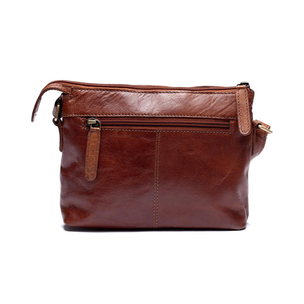 Springfield Liten Crossoverveske I Skinn Cognag